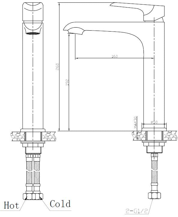 Tarma XL wastafelkraan zwart/chroom 8718858074976