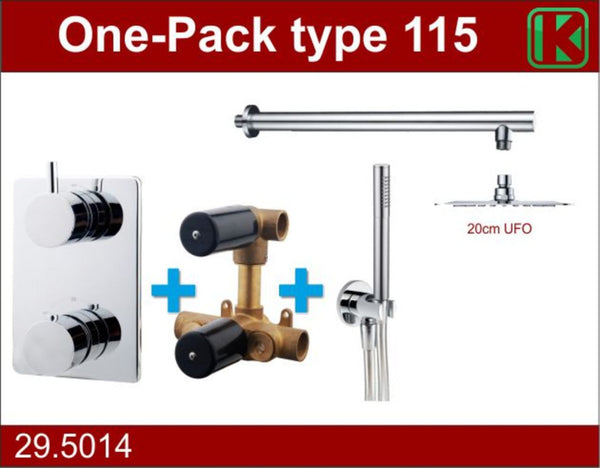 Wiesbaden one-pack inbouwthermostaatset type 115 CHR (20cm ufo)