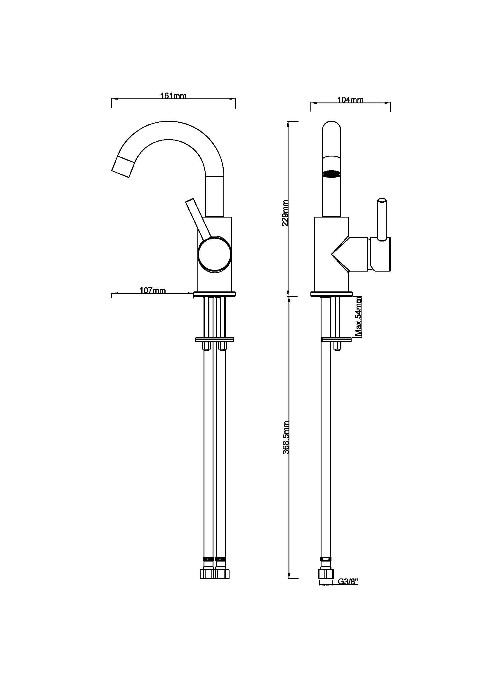 Caral draaibare wastafelkraan messing 8719956083686
