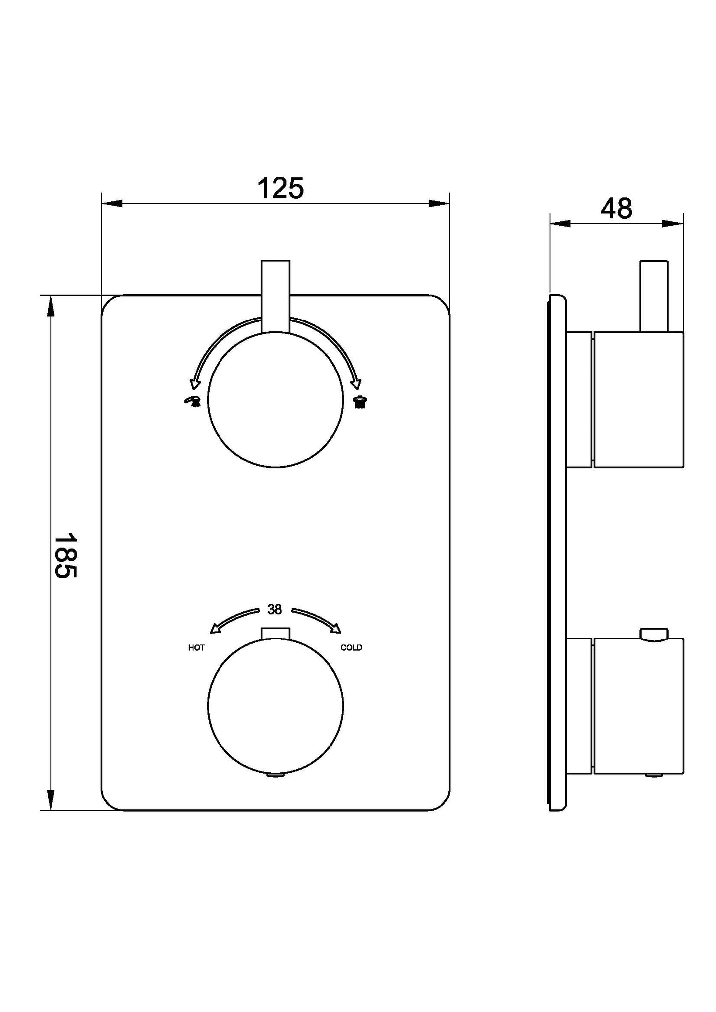 Wiesbaden Caral afbouwdeel therm. 2 weg geborsteld messing