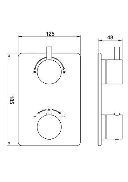 Wiesbaden Caral afbouwdeel therm. 2 weg geborsteld messing