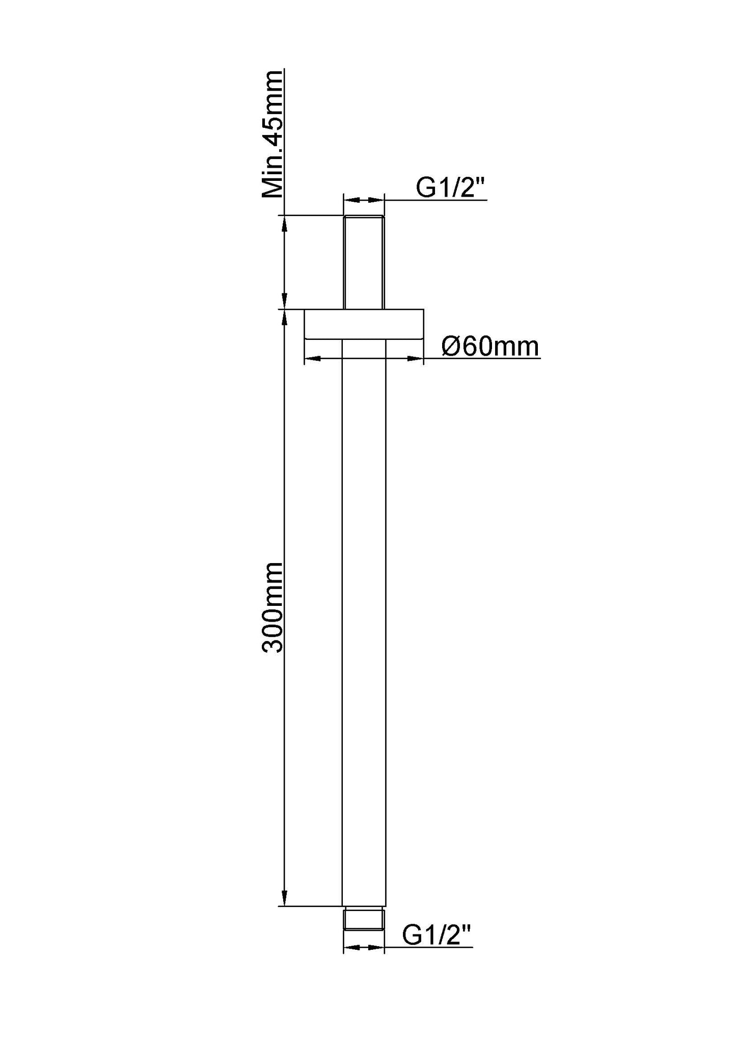 Caral plafond douchearm 30 cm messing 8719956083419