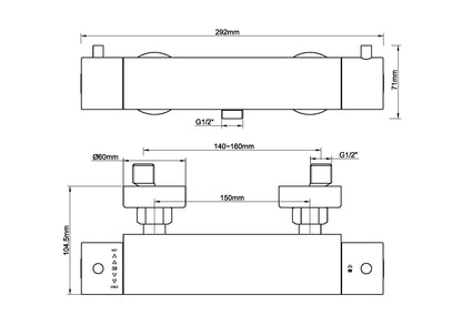 Caral cool touch thermostatische douchemengkraan 15 cm messing 8719956083662