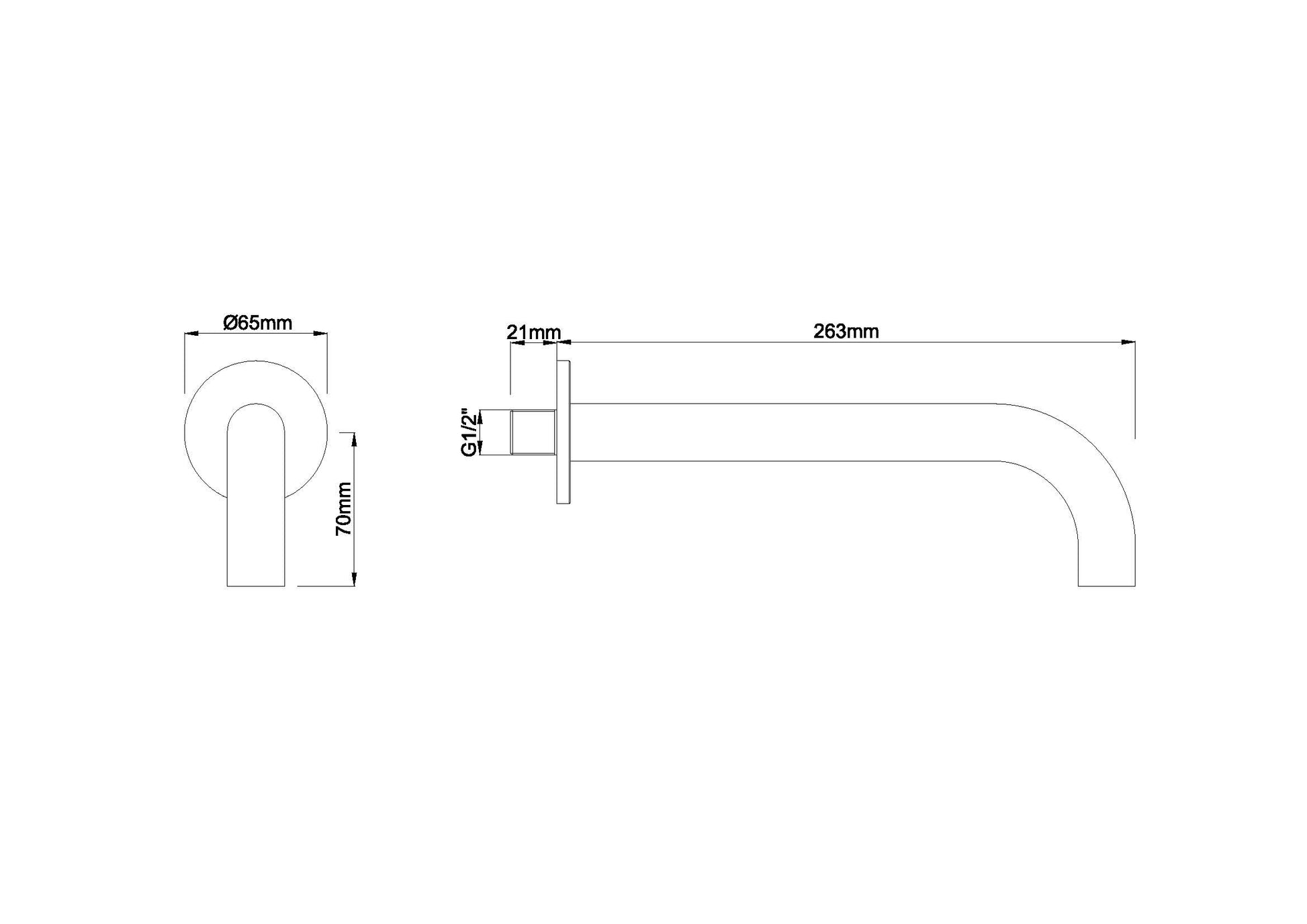 Caral inbouw baduitloop 25 cm messing 8719956083631
