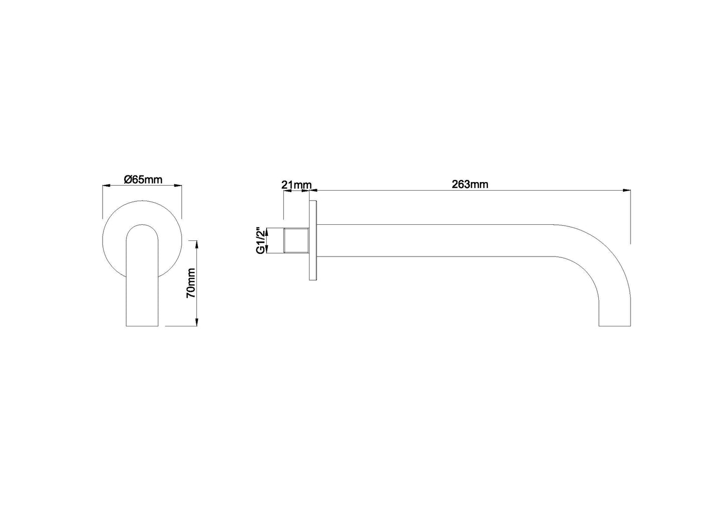 Wiesbaden inbouw-uitloop rond 25cm 1/2'' geborsteld messing