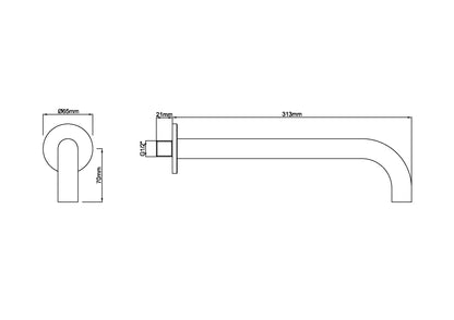 Wiesbaden inbouw-uitloop rond 30cm 1/2'' geborsteld messing