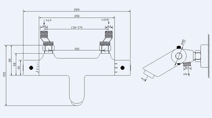 Wiesbaden Rio Therm. badmengkraan 15cm mat zwart