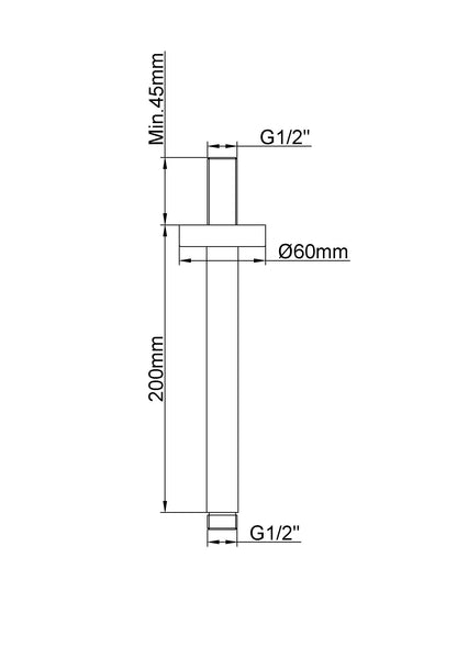 Caral plafond douchearm 20 cm koper 8719956083495
