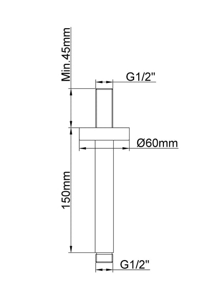 Caral plafond douchearm 15 cm koper 8719956083488