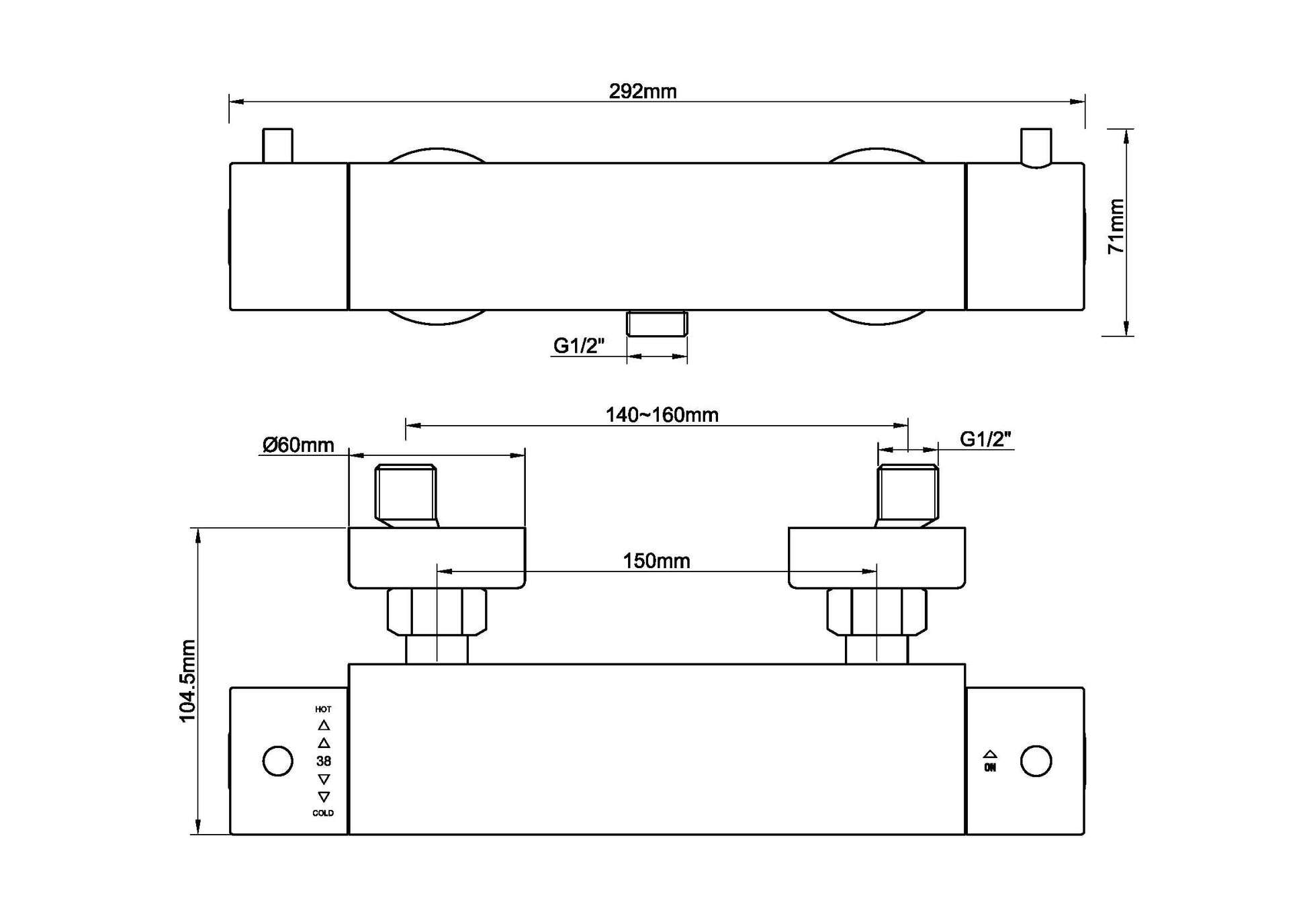 Caral cool touch thermostatische douchemengkraan 15 cm koper 8719956083822