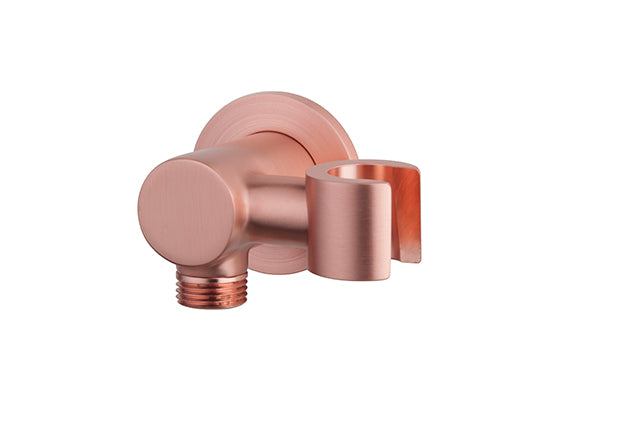 Caral handdouchehouder met doucheslangaansluiting en kantelbare opsteek koper