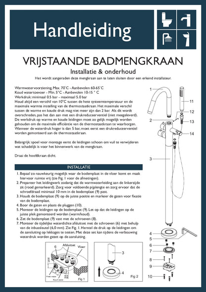 Wiesbaden Caral vrijstaande badmengkraan gunmetal