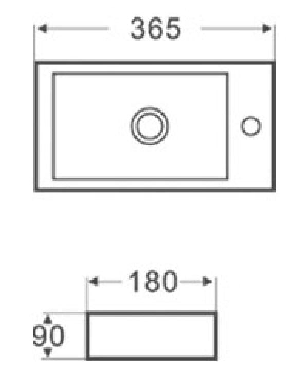 Rhea XS fontein 36 x 18 cm zwart rechts 8719743067882