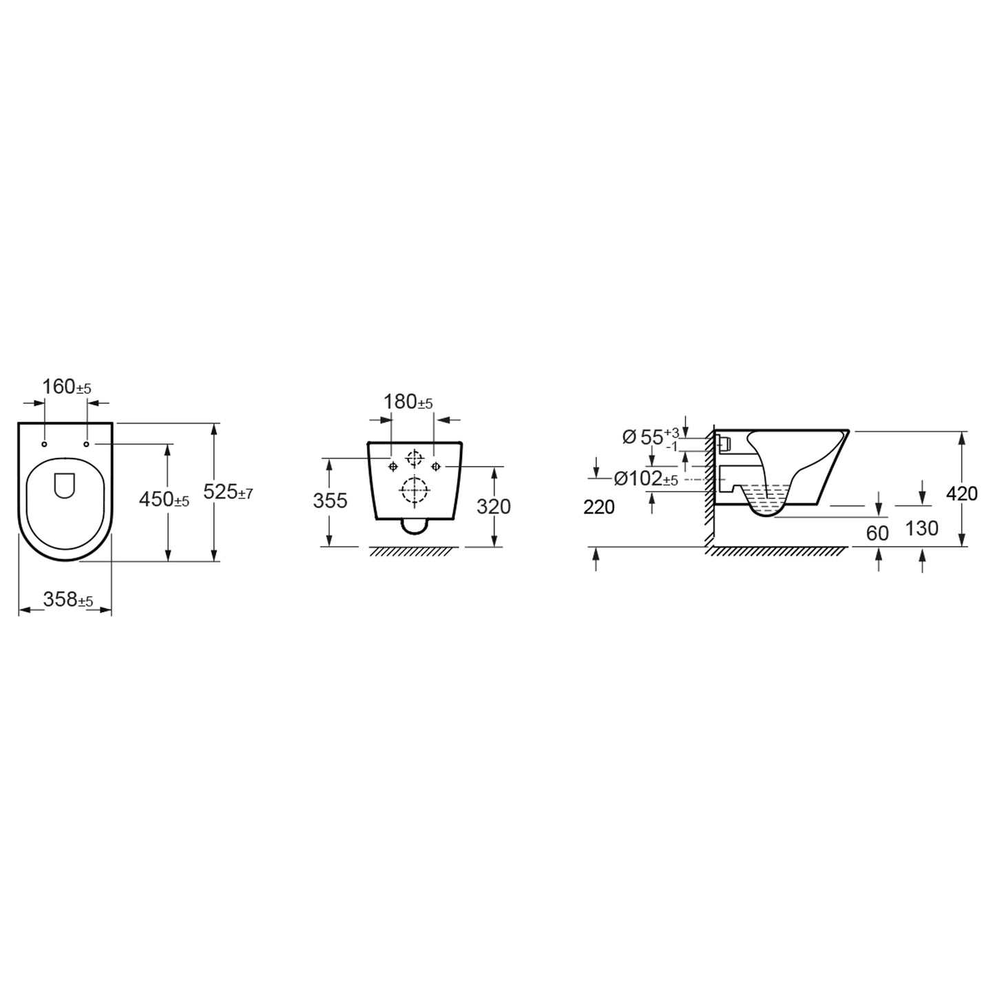 Wiesbaden Vesta Tornado flush wandcloset rimless met nano coating met Flatline toiletzitting softclose en quick release glans wit