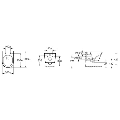 Wiesbaden Vesta Tornado flush wandcloset rimless met nano coating met Flatline toiletzitting softclose en quick release glans wit