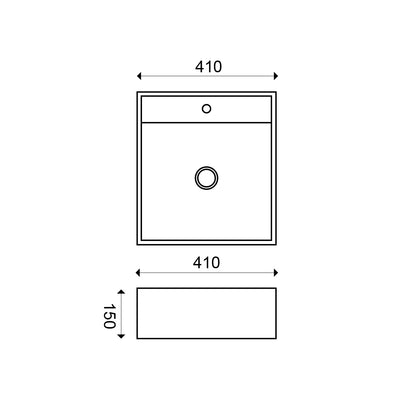 Larx waskom vierkant 41 x 41 x 15 cm keramiek glans wit