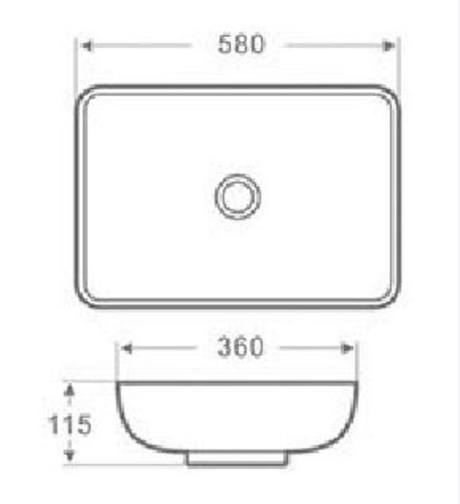 Kare opzetwastafel 58 x 36 cm wit 8718858072026