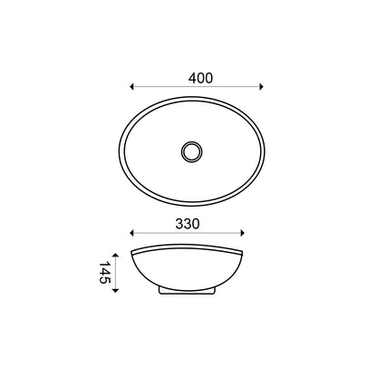 Barco waskom ovaal 40 x 33 x 14 glans wit