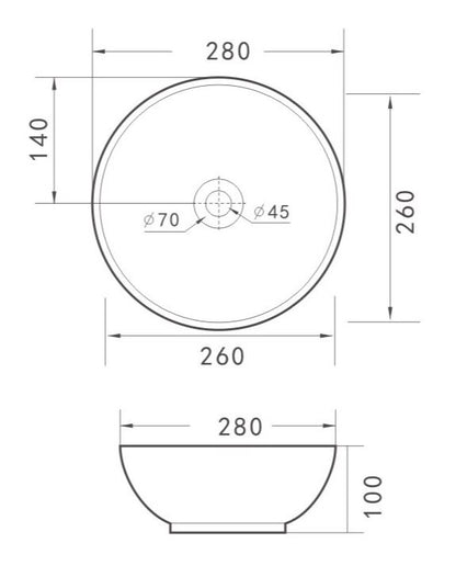 Kimo waskom rond 28 x 10 cm keramiek mat zwart