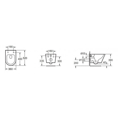 Wiesbaden Vesta rimless wandcloset 52cm zonder zitt. mat-wit