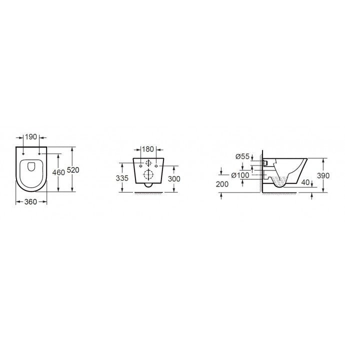 Vesta Rimless wandcloset 52 cm mat wit met Shade zitting mat zwart 8719743067493