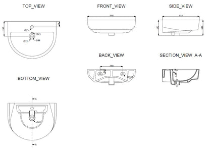 Wiesbaden Fold wastafel 60x45 wit