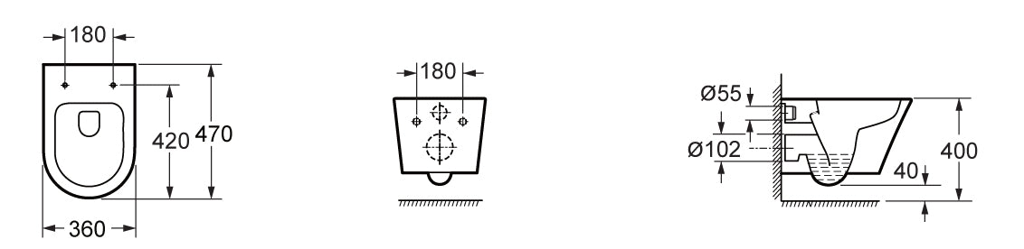 Vesta compact wandcloset 47 cm mat wit met Shade zitting mat zwart 8719743067516