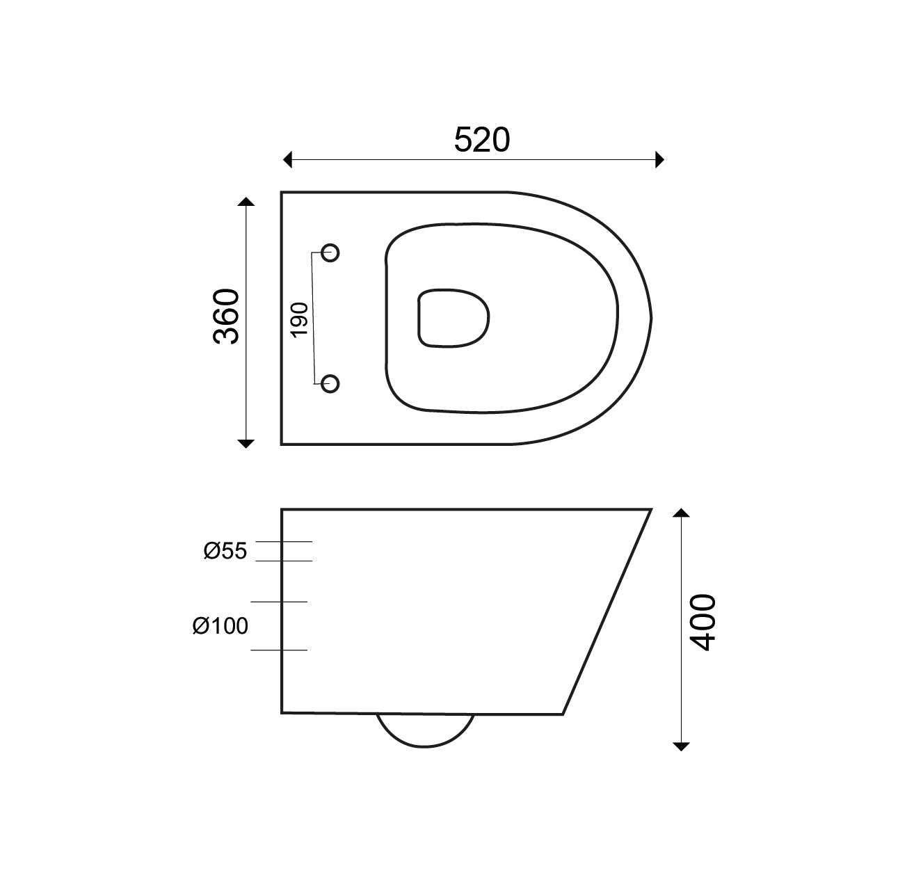 Wiesbaden Vesta wandcloset 52cm + soft-close zitting wit