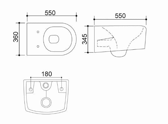 Arco wandcloset 55 cm met Soft-Close zitting wit 8718858070978