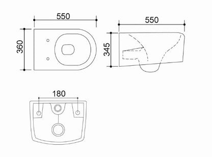 Arco wandcloset 55 cm met Soft-Close zitting wit 8718858070978