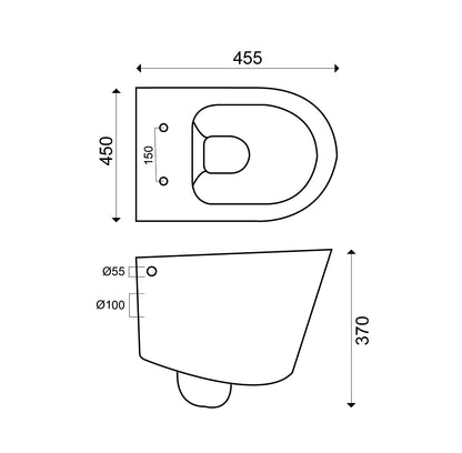 Wiesbaden Flow rimless wandcloset met nano coating 55cm + zitting diepspoel wit