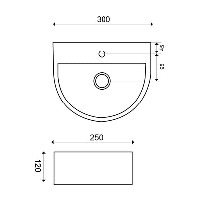 Wiesbaden Lara halfrond fonteintje 30x25x12 wit