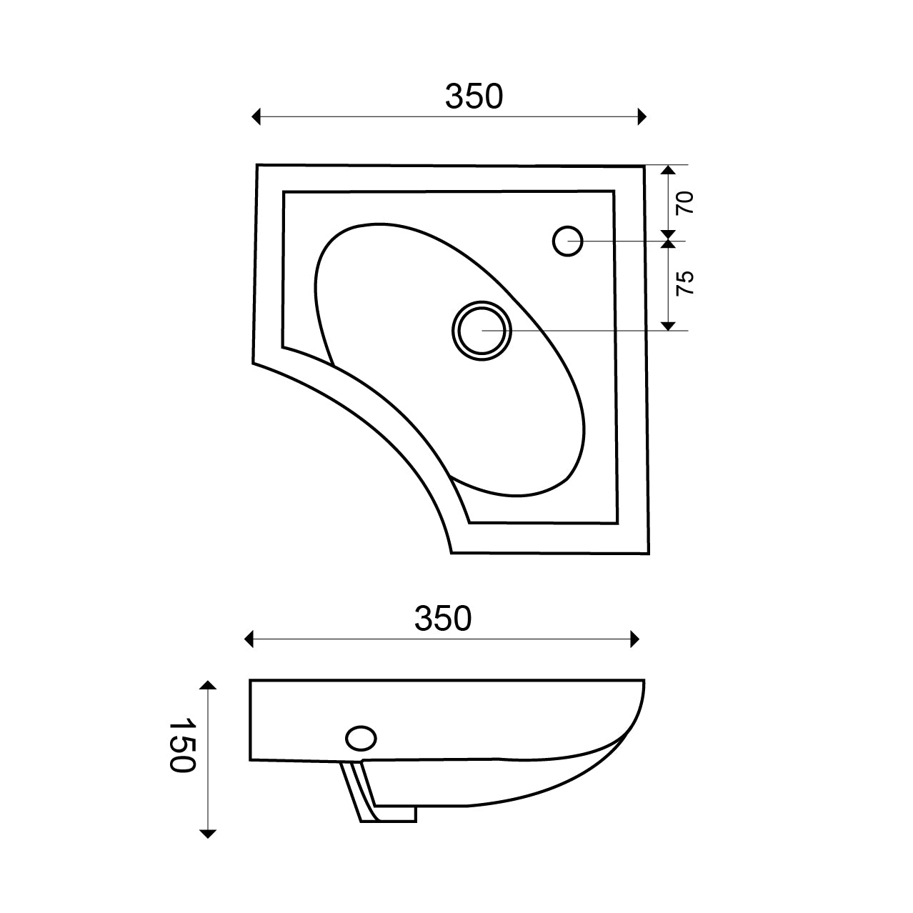 Wiesbaden Trevi Hoek-fontein 35x35 Wit