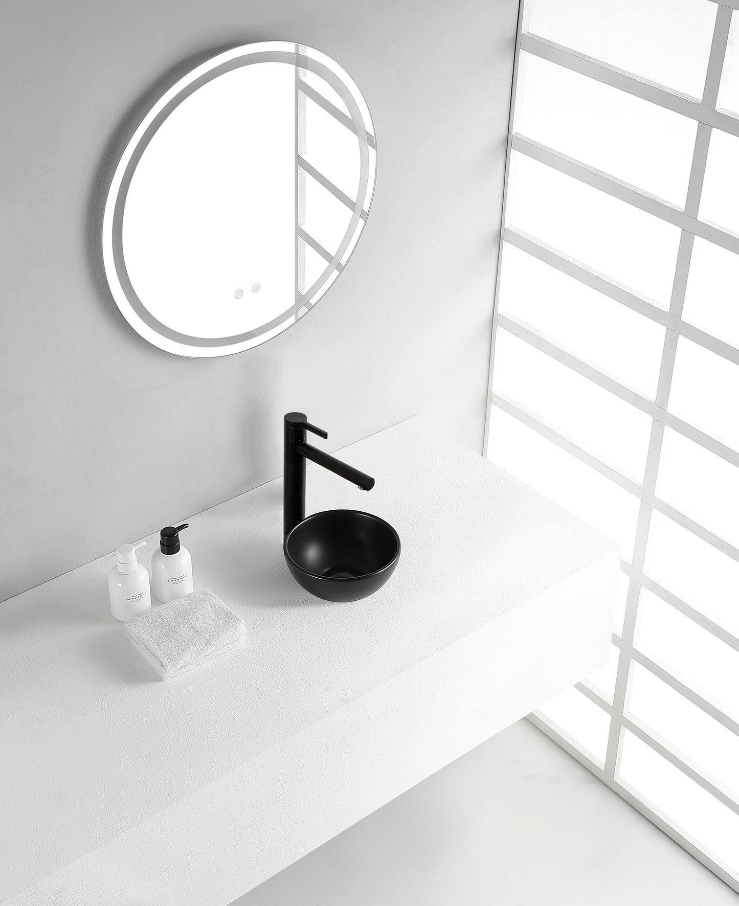 Consilio waskom rond 20 x 9 cm keramiek mat zwart