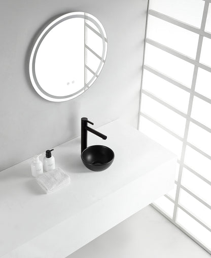 Consilio waskom rond 20 x 9 cm keramiek mat zwart