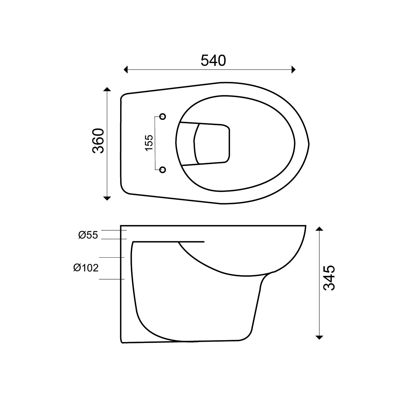 Wiesbaden Neptunus wandcloset diepspoel wit 54 cm