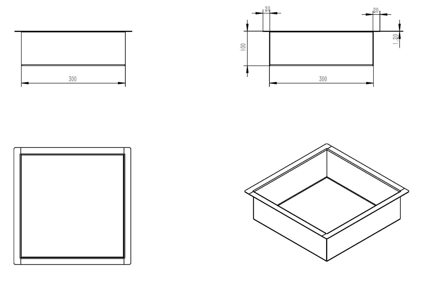 Wiesbaden inbouwnis 30x60x7cm mat-zwart