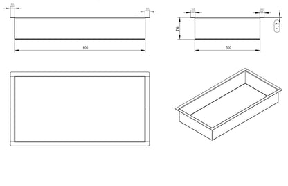 Wiesbaden inbouwnis 30x30x10cm mat-zwart