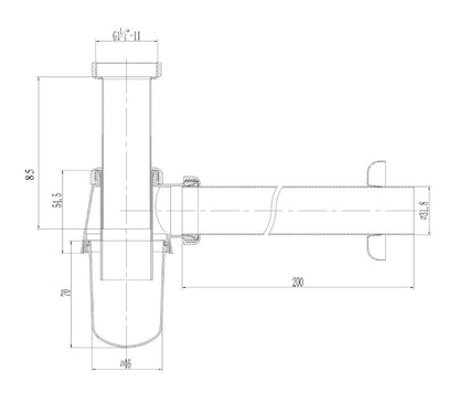 Wiesbaden Bekersifon 5/4x32 chroom