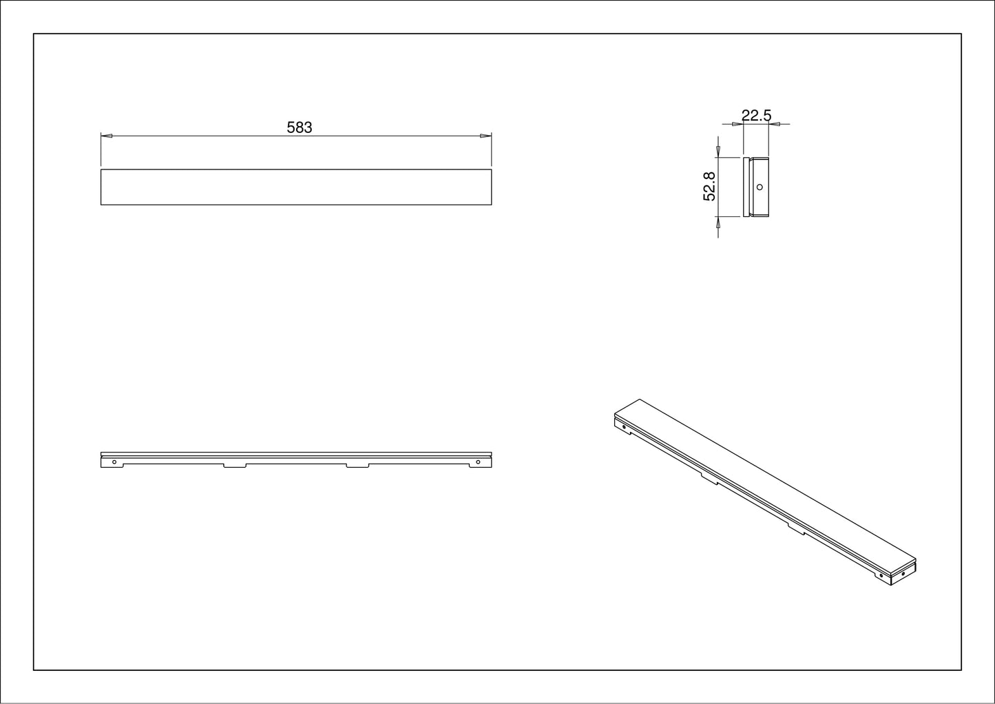 Wiesbaden Glasrooster zwart tbv 60x7 RVS douchegoot