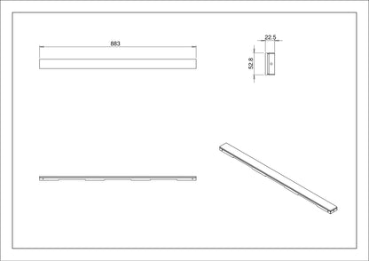 Wiesbaden Glasrooster zwart tbv 90x7 RVS douchegoot