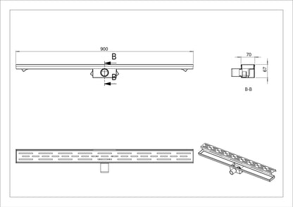 Wiesbaden RVS 3e GEN.douchegoot 40mm +RVS sifon + filter 90x7