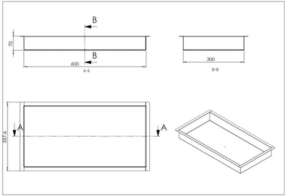 Wiesbaden RVS inbouwnis 30x60x7cm