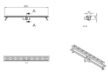 Wiesbaden ZWARTE douchegoot 40mm aansl. +flens  80x7