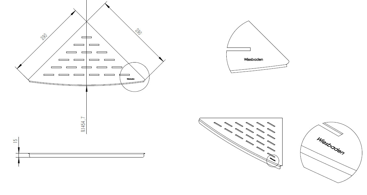 Wiesbaden InWall hoekplanchet 29x29 RVS