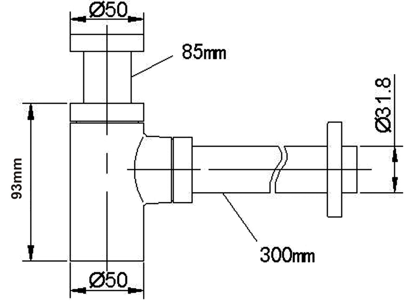 Caral design sifon laag RVS (look)