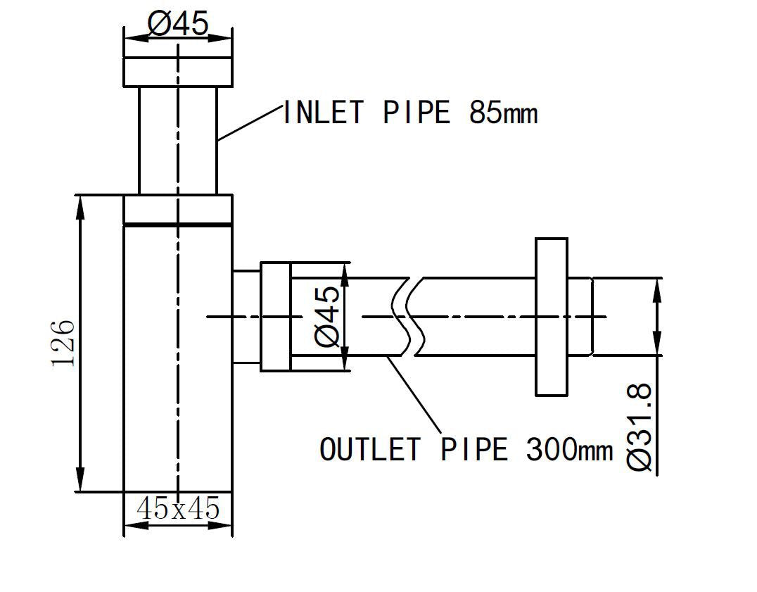 Wiesbaden Star luxe bekersifon vierkant 11/4 chroom