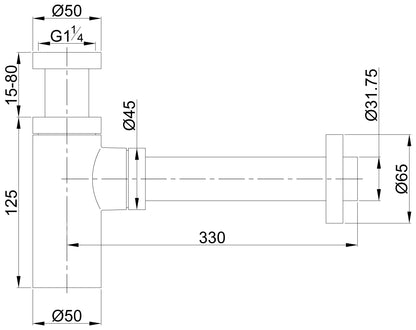 Wiesbaden Star luxe sifon 11/4+muurbuis+rozet RVS-look