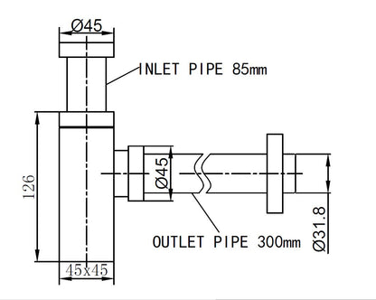 Wiesbaden Star luxe bekersifon vierkant 11/4 RVS-look