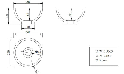 Wiesbaden Solid Surface opzetfontein rond 20x20x11